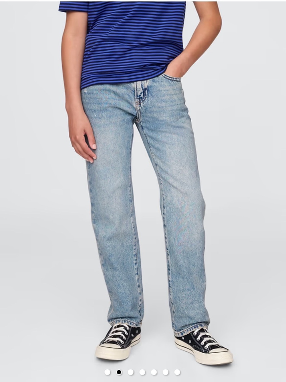 GAP Kids Boys '90s Original Straight Jeans Light Vintage Wash Size 10 Adjustable